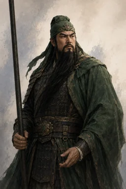 Guan Yu in green robes, development portrait art